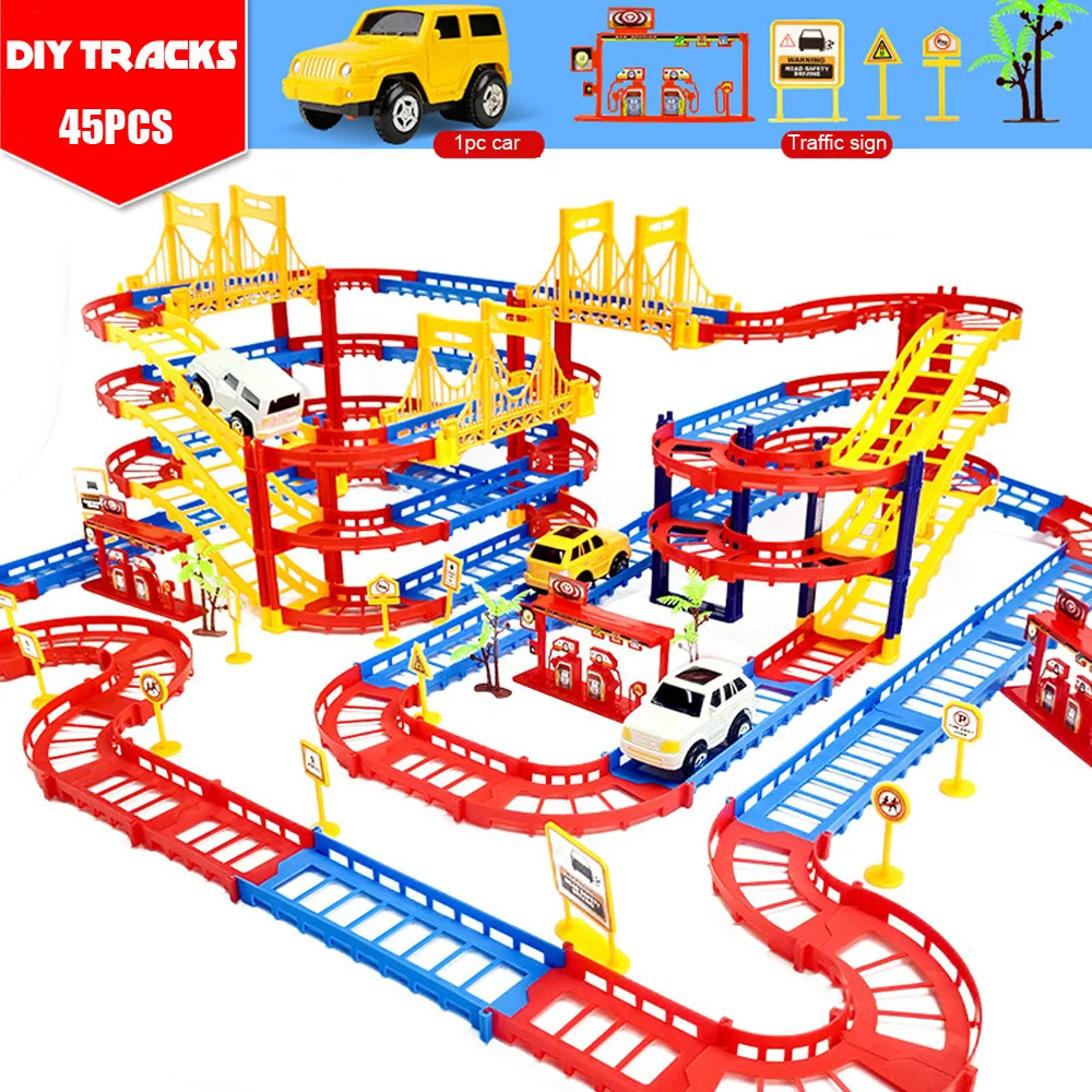 

Assemble DIY Railway Road Flexible Tracks Rail Car Toys Vehicles Accessories Bridge Railway Car Toys for Children Gift