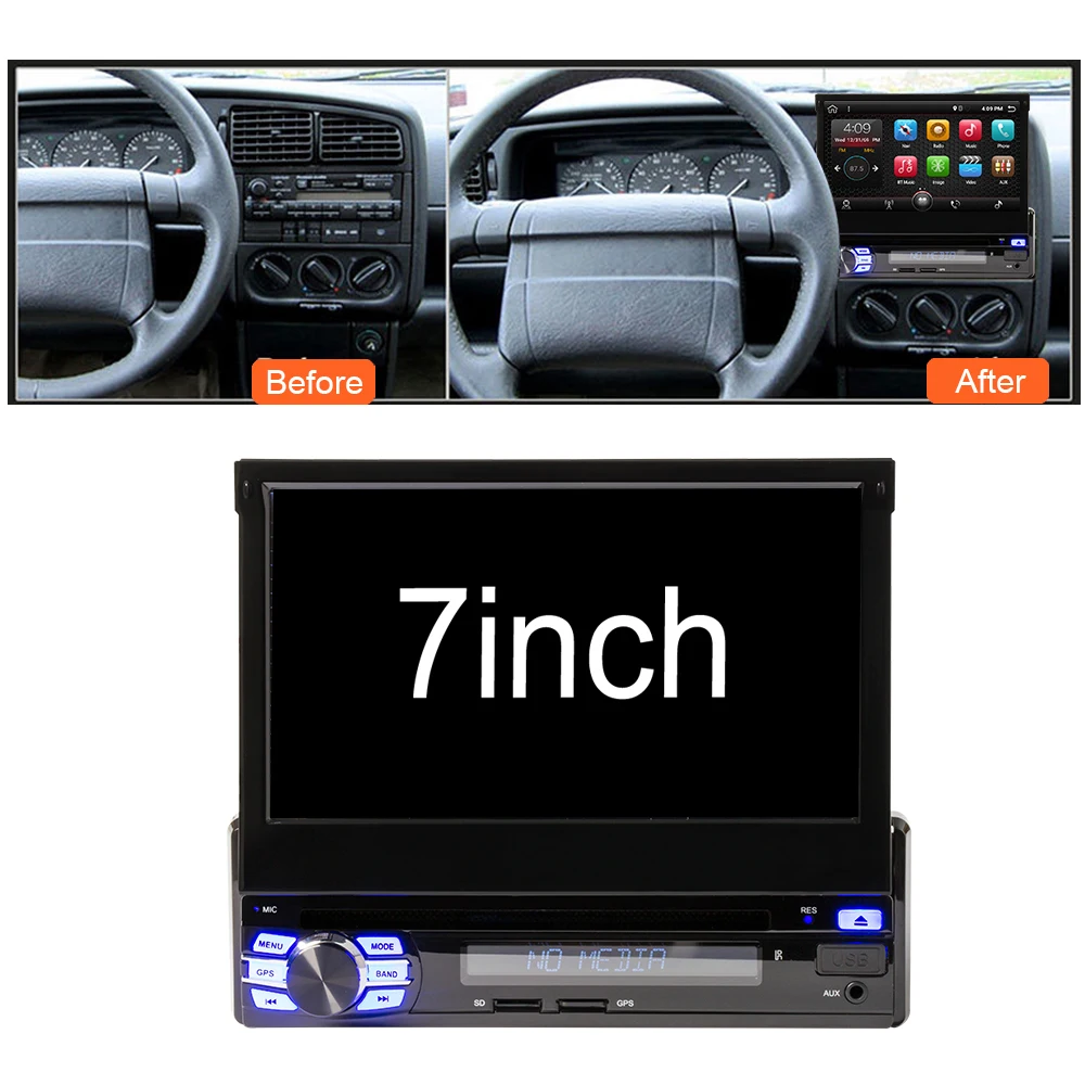 Cheap Eunavi 2G RAM Single 1 Din 7" Android 8.1 Car DVD Player GPS Radio Stereo Universal 1024*600 Hd Head Unit With Wifi Touch Screen 1