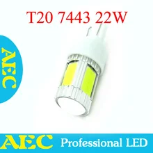 DHL free 50X T20 W21/5W 7443 22W CREE XP-E COB 4 SMD LED Car Backup Stop Turn signal light Rear Tail white red DC 12V