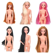 1/6 BJD Dolls 11Joints Ball Joint Doll with 3D Eyes 30cm Doll Long Wig Hair Female Naked Nude Body Dolls Toy for Girls Fashion D toy gift free shipping 30cm doll 1 6 nude factory blyth doll 230bl1319 mint straight hair white skin joint body neo