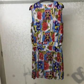 

Summer Silk Dresses Elegant 2019 Sleeveless Printed Women Dress Ladies Mini Dress Casaul