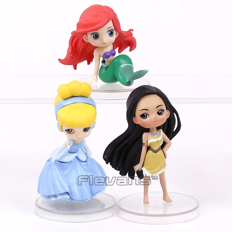 Продажа Q Posket символов принцесса игрушки куклы Русалочка Ариэль Золушка Покахонтас ПВХ рисунках девочек Подарки 3 шт. компл.