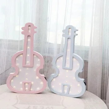 

Nordic wooden violin night light LEDwall hanging lamp room decoration wall ornaments decorative gifts