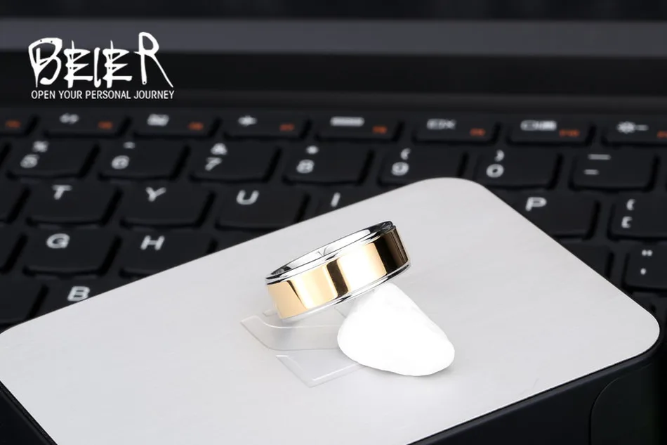 New Brand Man Stainless Steel Plated Gold Ring High Quality Men's Wedding Ring BR-R028