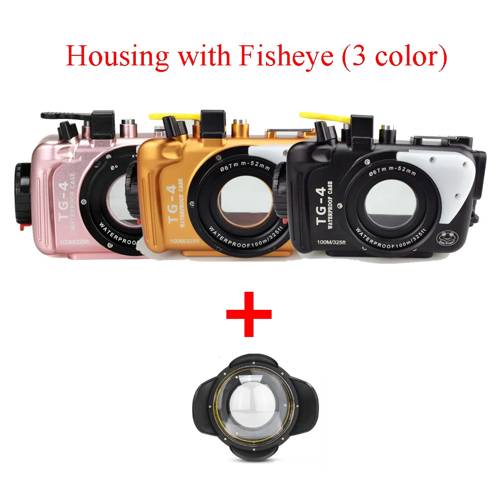 

Seafrogs 100m/325ft Underwater Diving Camera case Waterproof Housing Aluminum Case for OLYMPUS TG4 w/ Fisheye,3 colors
