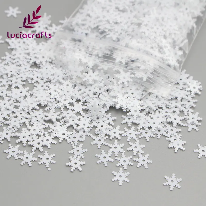 

Lucia crafts 20g/lot 8mm Transparent AB/White Snowflake PVC Sequins Christmas Party Decoration DIY Handmade Accessory D0106