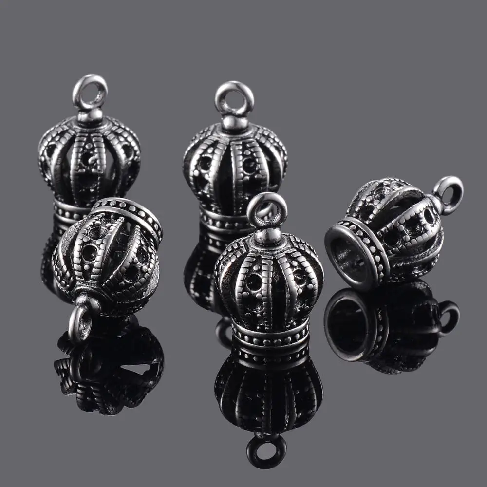 

4pcs Crown Charm Jewelry Makings Stainless Steel DIY Necklace,Bracelet Finding Nickle & Lead Free