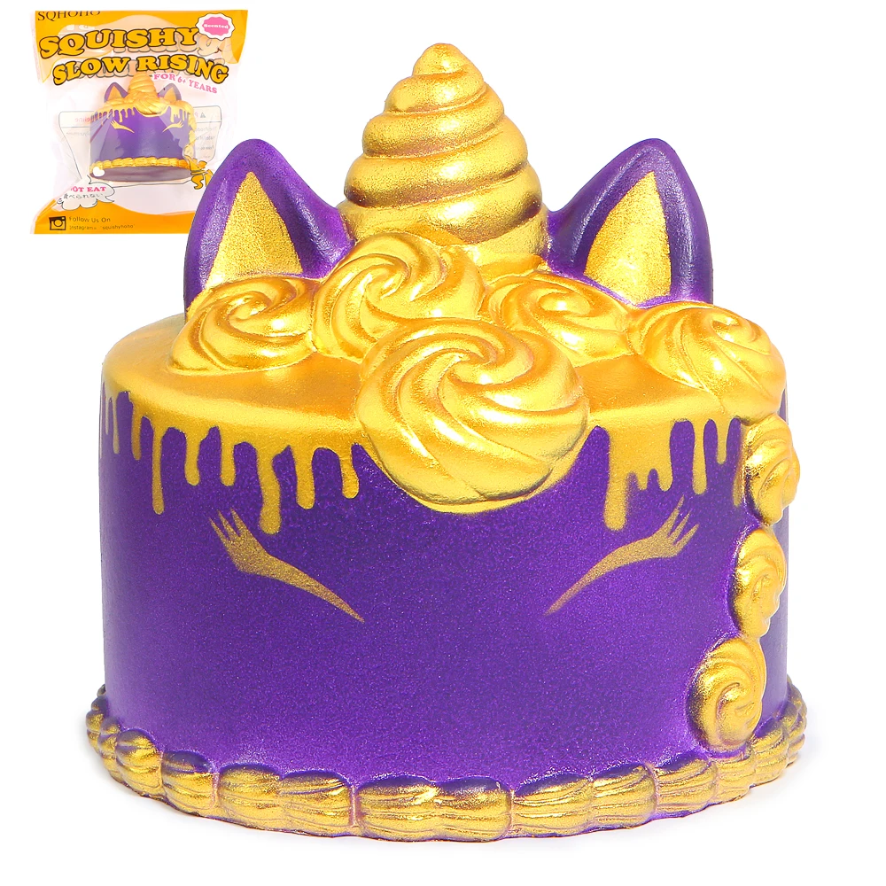 Jumbo Gold Unicorn Mousse Cake Squishy Cute Squishies Cream Scented Slow Rising Kids Toys Doll Stress 3