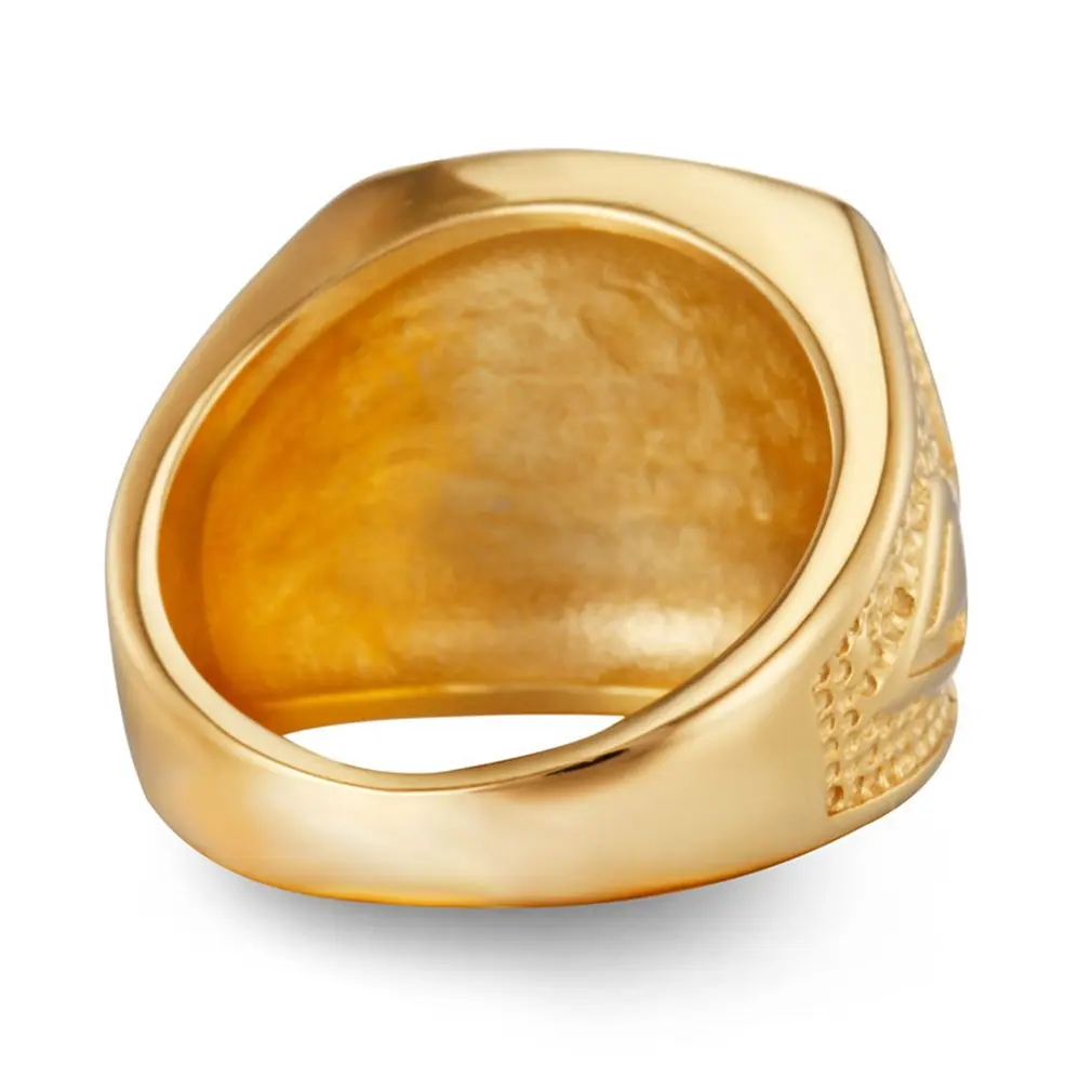 Classic Men's Punk Style Hip Hop Ring Lion Pattern Bling Alloy Rings Gold Color Fashion Jewelry