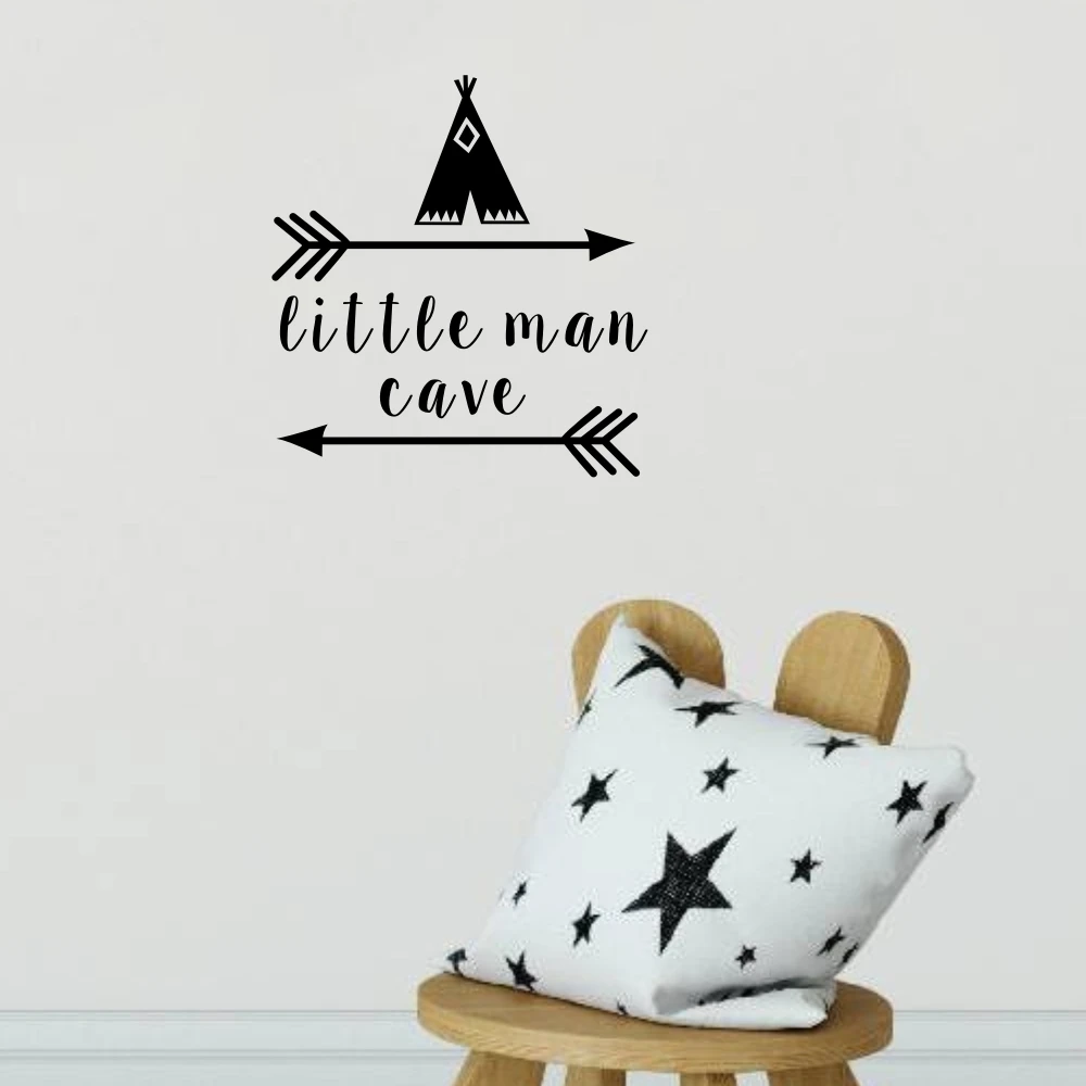Little Man Cave Wall Decals Quote Words Nursery Boys Room Wall Decor Stickers