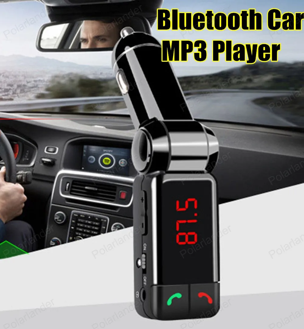Bluetooth MP3 PlayerHandsfree Car Kit AUX Hands Free FM Transmitter with Dual USB MP3 SD LCD Car Charger Cigarette Lighter