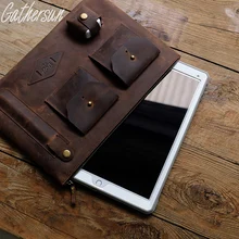 Gathersun Grazy Horse Real Leather Case Sleeve Bag for IPad Pro 12.9 inch iPad Pro Leather Case,Men file package Envelope Bag