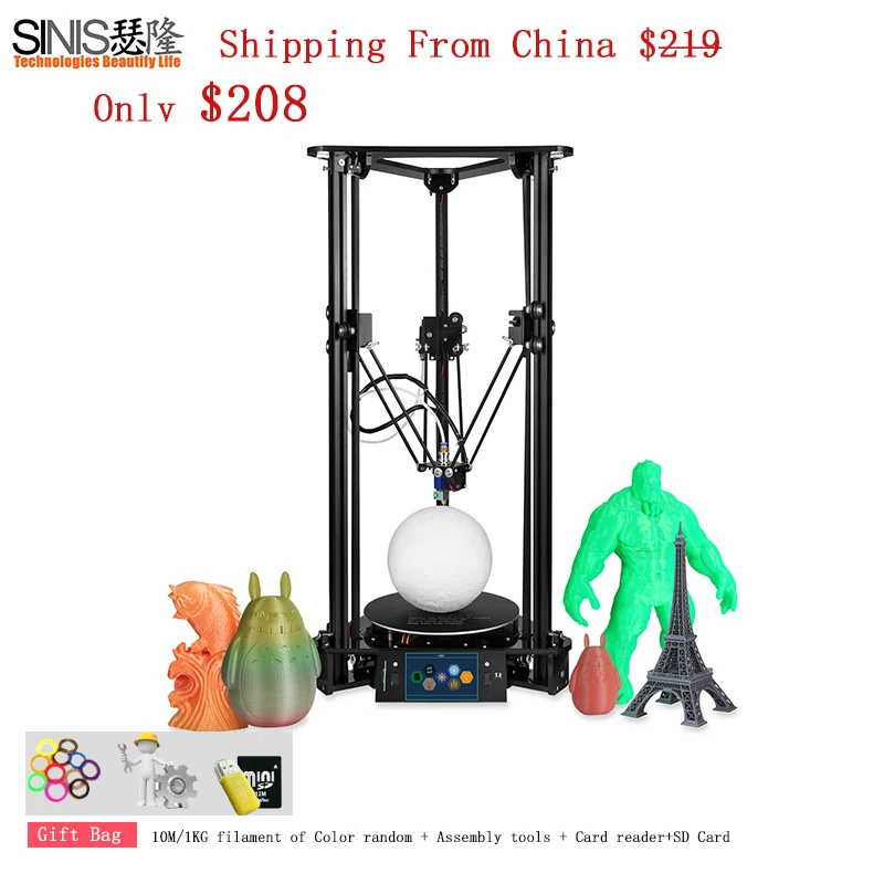 

Desktop Delta 3d Printer DIY Kit Sinis 3D Printing Machine With LCD Monitor Screen Aluminum Acrylic High Precision 3d Printer