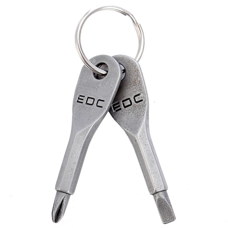 

Good Quality Mini Slotted Cross screwdriver combination set EDC mini steel tool with key ring