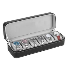 6, 10, 12 слотов коробка для часов из искусственной кожи непромокаемая Съемная молния дисплей для ювелирных изделий контейнер держатель для хранения Органайзер чехол Подарок