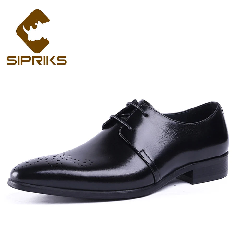 Sipriks Men Dress Shoes Genuine Cow Leather Italian Style Classic Formal Business Wedding Shoes Black Lace Up Pointed Toe Oxford цена Sipriks Men Dress Shoes Genuine Cow Leather Italian Style Classic Formal Business Wedding Shoes Black Lace Up Pointed Toe Oxford цены онлайн