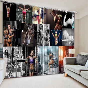 

3D Curtain Fashion Customized Woman Fitness Picture Curtains For Bedroom Custom Any Size Curtain Blackout Curtain Living Room
