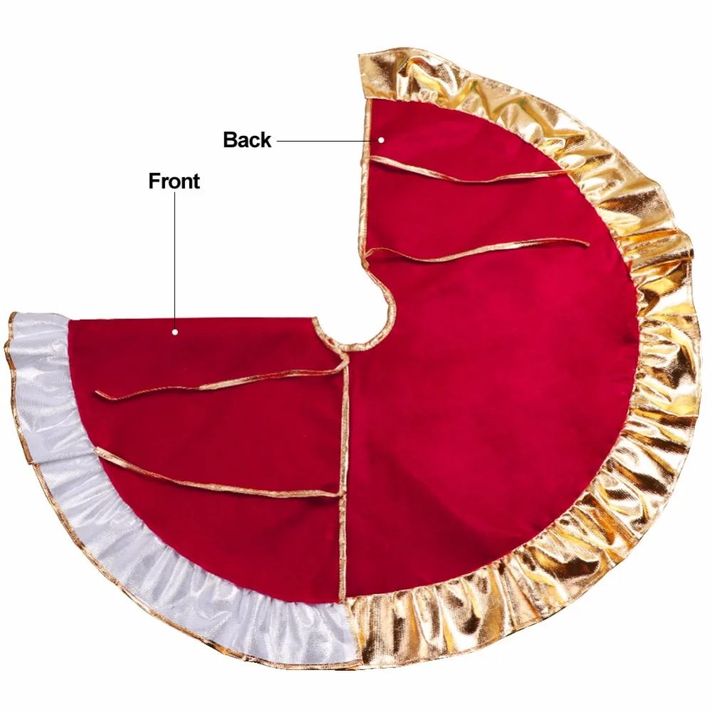 OurWarm 1 шт. 90 см Красная рождественская елка юбка с золотой оборкой край год украшения Рождество украшения