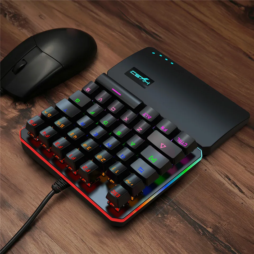 Ручная клавиатура; большие размеры 35-ключ RGB несколько Подсветка режим HXSJ одной рукой игровая клавиатура LSuitable для профессиональная игровая приставка