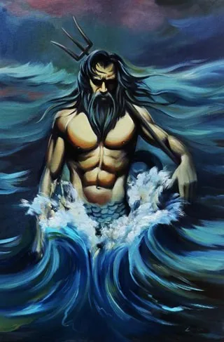 Original ART # NUDE MALE ART Poseidon oil painting--100% hand painted 36 inch- best birthday business present home Decor Original ART # NUDE MALE ART Poseidon oil painting--100% hand painted 36 inch- best birthday business present home Decor