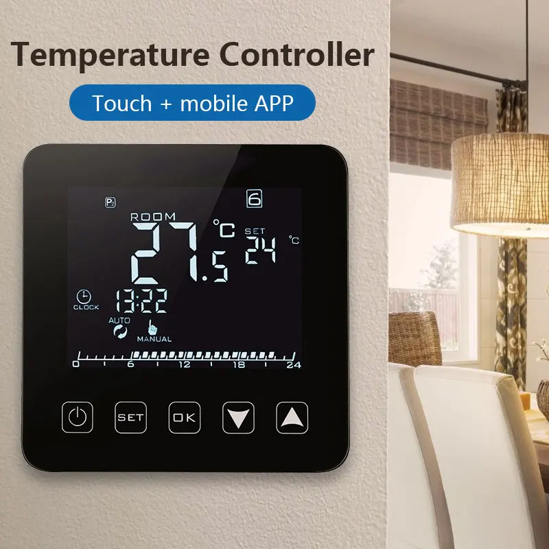 

Smart Thermostat Temperature Controller WiFi Smart Thermostat APP Control HY08WE Electric Heating LCD Display