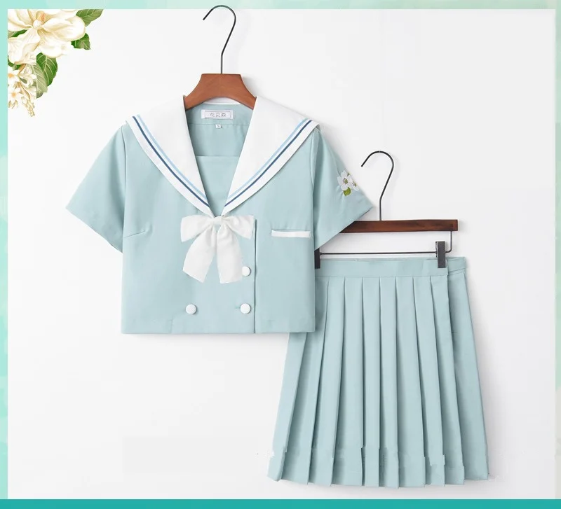 JK Japanese School sailor uniform fashion school class navy sailor school uniforms for Cosplay girls suit 3 Pcs / Set