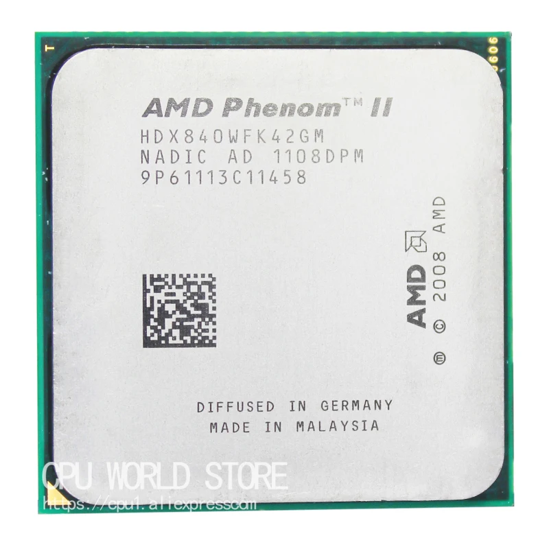 Четырехъядерный процессор AMD Phenom II X4 840 3 2 ГГц/2 Мб/95 Вт разъем AM3 AM2 + 938 pin|cpu processor|phenom