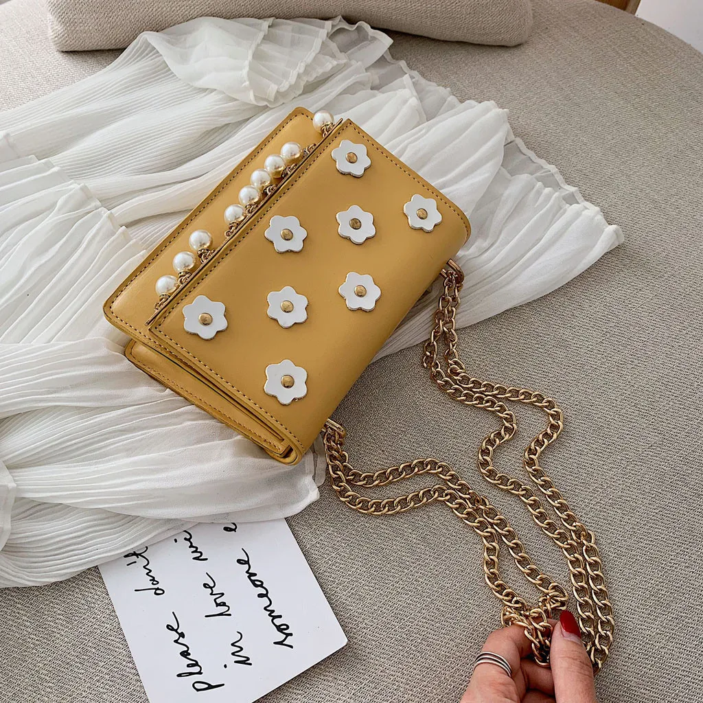 Женский модный жемчужный цветок на молнии, сумки через плечо, кошелек, сумка-мессенджер, жемчужный цветок, цепь, декоративные сумки на плечо June12