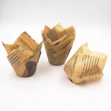 50pcs/pack 6*5cm Disposable Cake Newspaper Paper Cup Egg Tart Snack Organizer Eco-Friendly Kitchen Supplies 8A1906