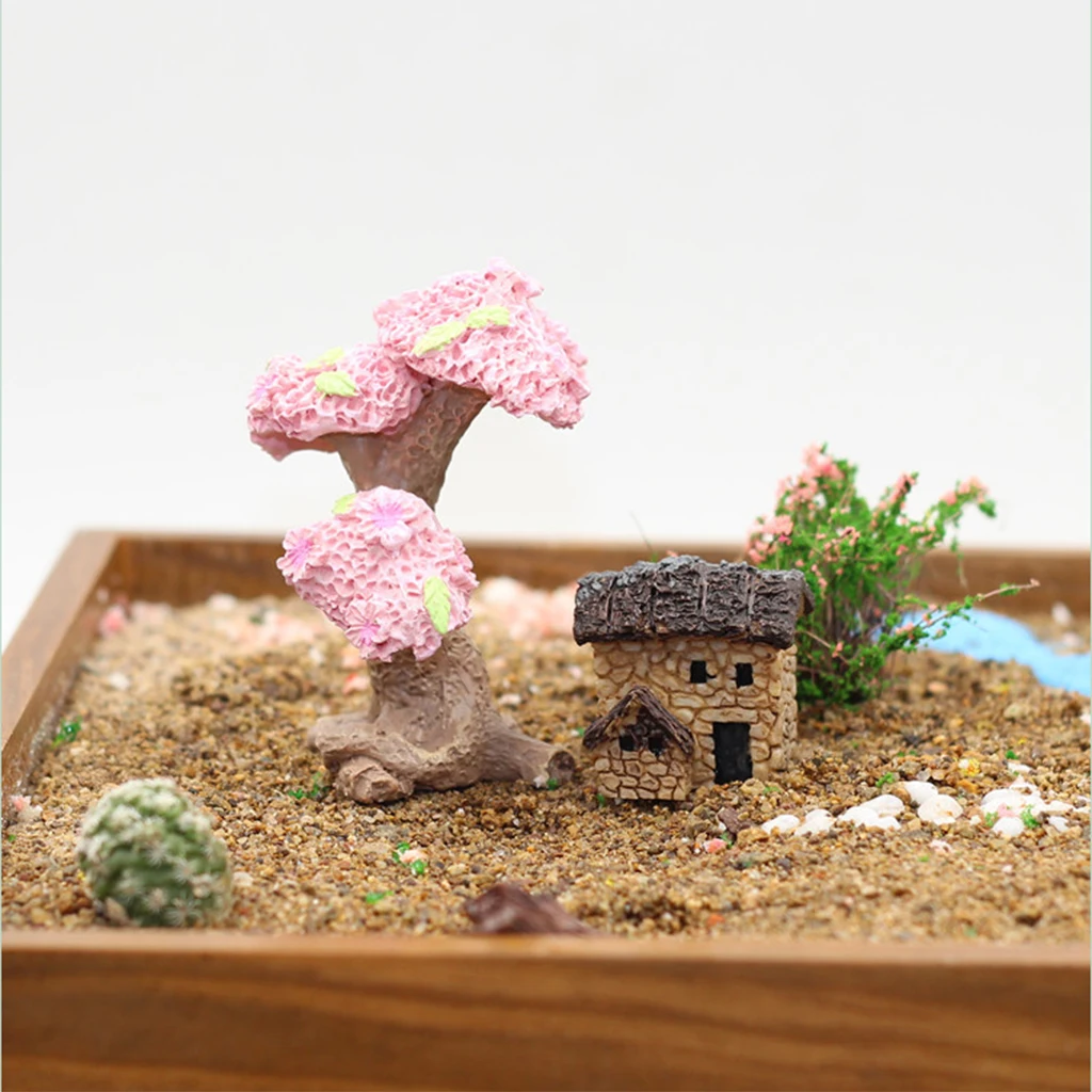 1/12 Scale Miniature Sakura Tree toy Dollhouse Fairy Garden Ornament Decor DIY Accs for kids dollhouse decoration
