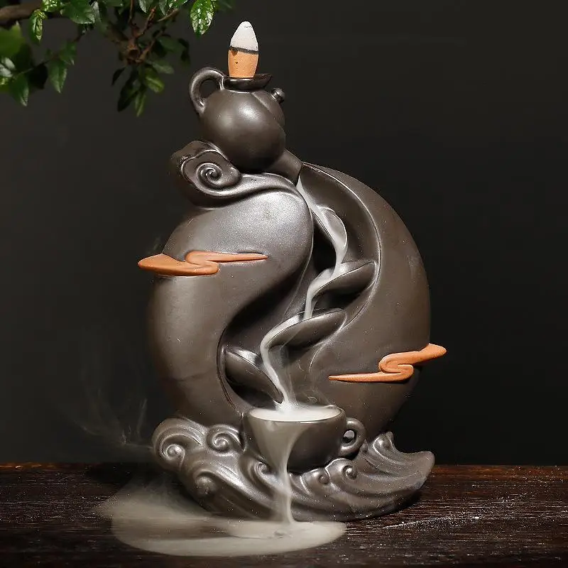 Винтажная традиционная задняя курильница с дымом водопад 10 шт. конусов керамический домашний офисный Декор ладан держатель орнамент