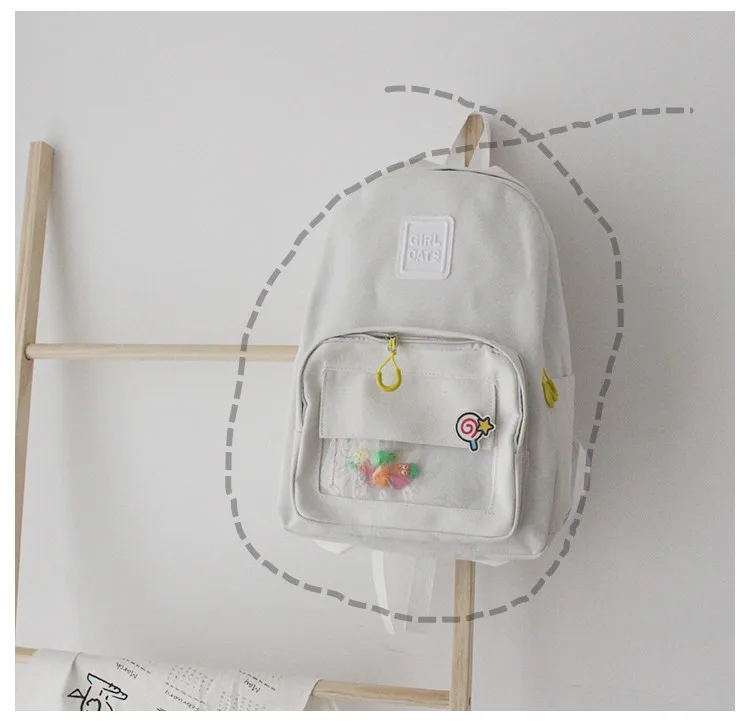 Корейский школьный рюкзак Харадзюку, модные студенческие сумки, прозрачный мешочек с маленькими фруктовыми игрушками, повседневный рюкзак