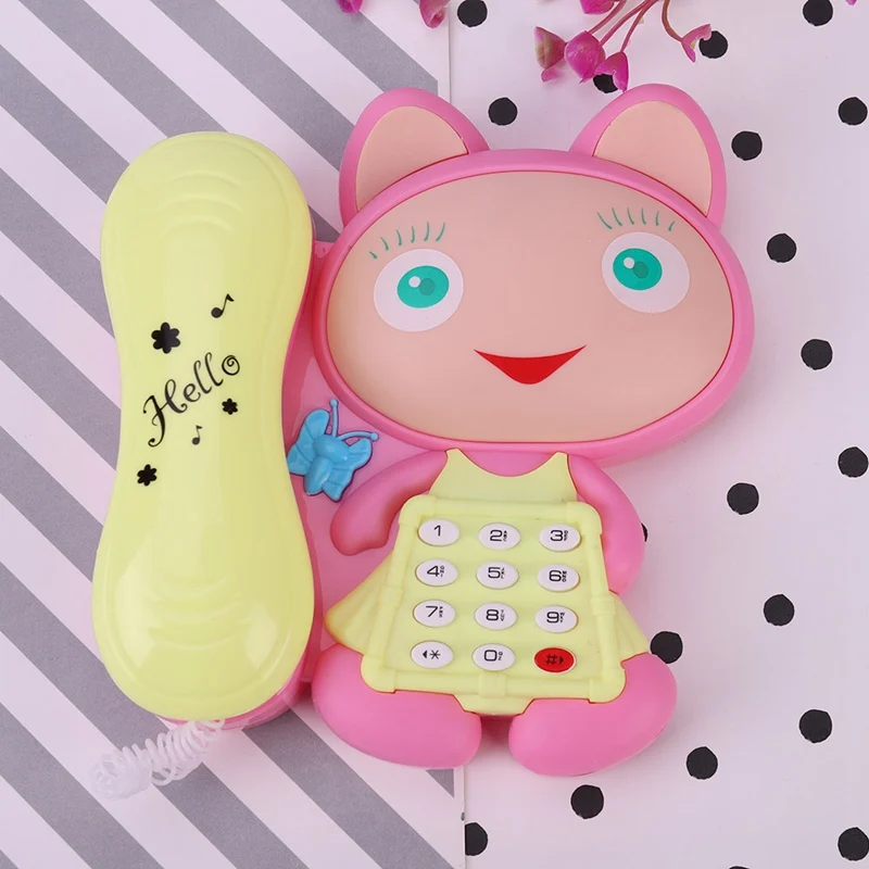 

1pc Cartoon Cat Stories with LED Light Baby Machines Children Phone Musical Toys color random