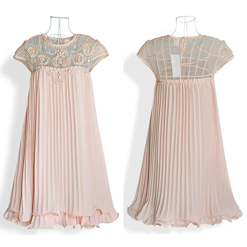 Apricot Летнее платье женское Emboridery Кружева Плиссе Короткие Шифон платья Sexy Party Платья Элегантный Повседневная Абрикос коктейльное платье - Цвет: Apricot