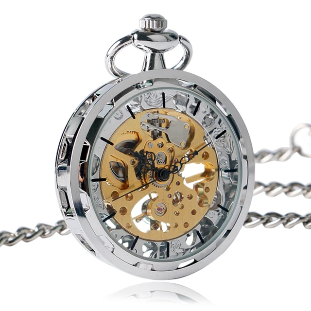 Vintage Pocket Watch with Pocket Chain Open Face Design Mechanical Pocket Clock Vintage Pocket Watch with Pocket Chain Open Face Design Mechanical Pocket Clock