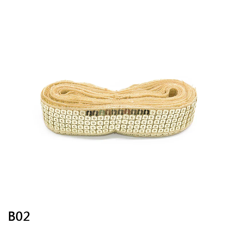 B02 10 ярд Блестящая лента с пайетками DIY заколки для волос Аксессуары Одежда швейная ткань DIY ручной работы материал домашний декор - Цвет: B02