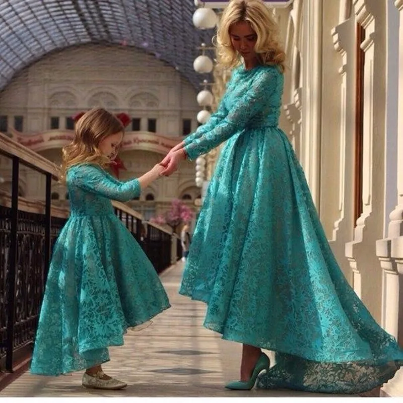 

2017 Vintage Lace Hi Low Flower Girl Dresses for Weddings First Communion Gowns Custom Made Kids Dress