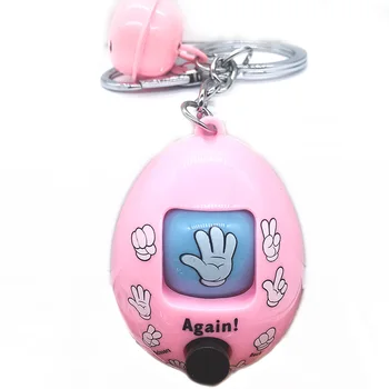 

12pcs/lot Rock Paper Scissors Finger Guessing keychain Family Mora Games Play Toy bell Face Dolls Round Egg key ring K00079