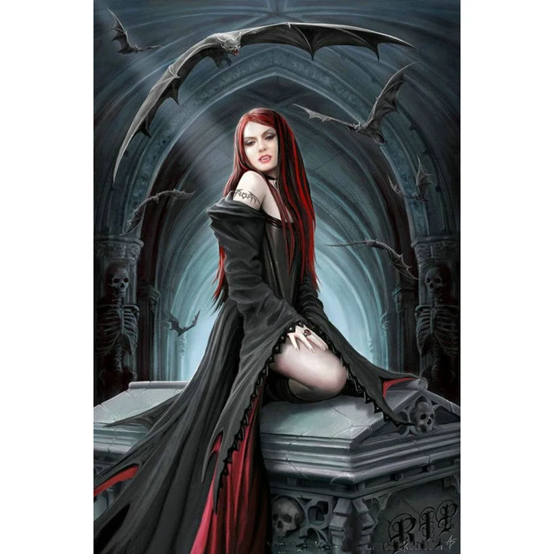 

New Full Square Diamond 5D DIY Diamond Painting "Bat and castle beauty" Embroidery Cross Stitch Rhinestone Mosaic Decor HL696