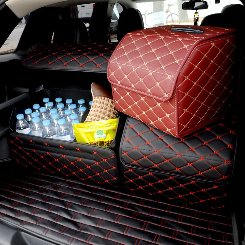 Car trunk Heavy PU leather Stowing Tidying font b Interior b font Holders Storage Basket Organizer