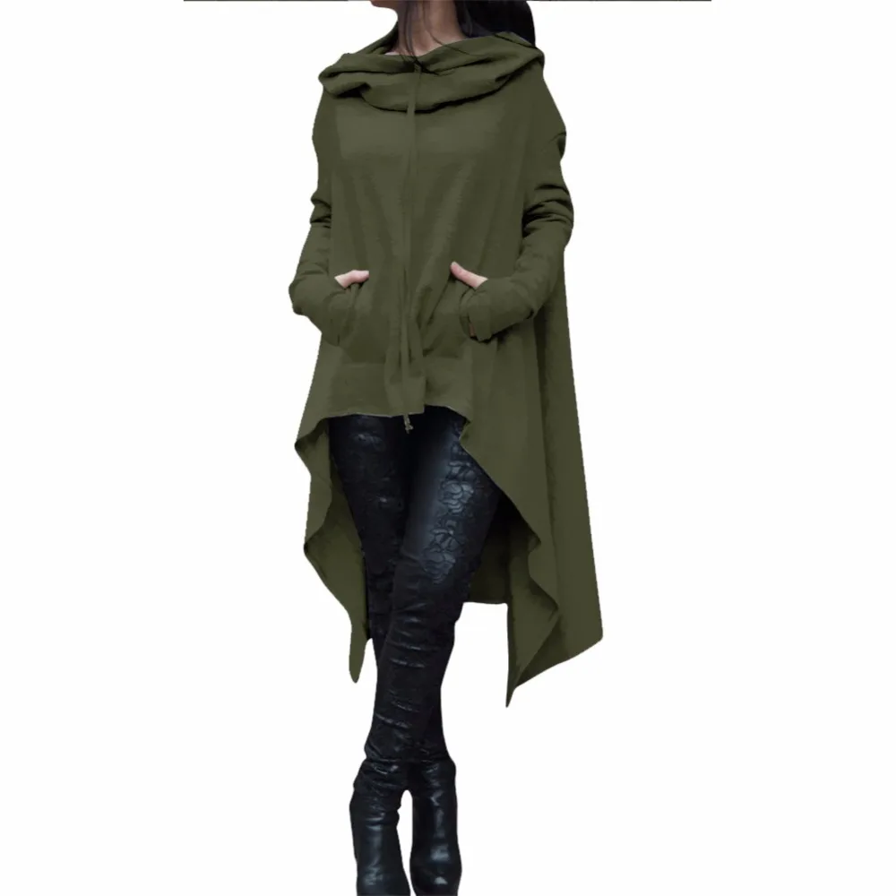 

Dropship New Plus Size Women Hoodies Drawstring Long Sweatshirt and Pullovers Fashion Cloak Outerwear Hip Hop Female Streetwear