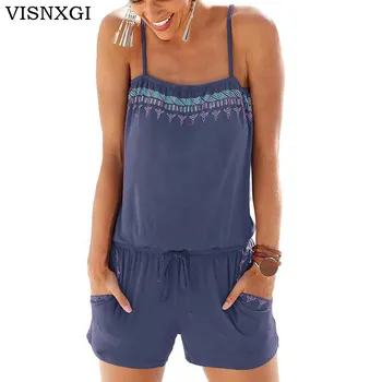 

VISNXGI Women Summer Rompers Womens Jumpsuit Beach Casual Playsuits Plus Size Sleeveless Jumpsuit For Women Beach Shorts Pants