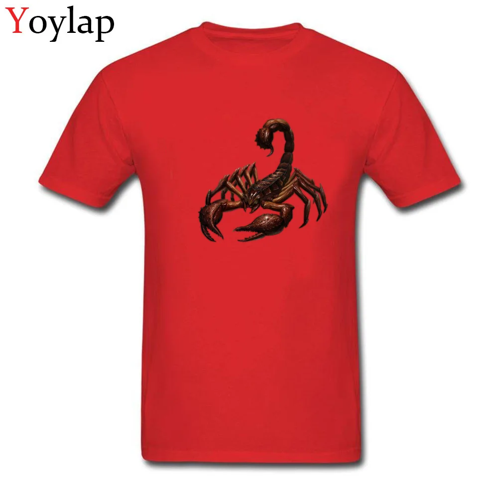 Men T Shirt Faddish Summer Tops T Shirt Summer/Fall 100% Cotton Crew Neck Short Sleeve Simple Style scorpion12117 Tee Shirts red