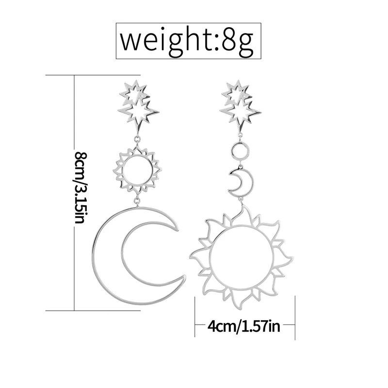 H: Гайд полые серьги звезда и Луна солнце кулон Висячие серьги Модные романтические Асимметричные массивные Brincos модные роскошные ювелирные изделия