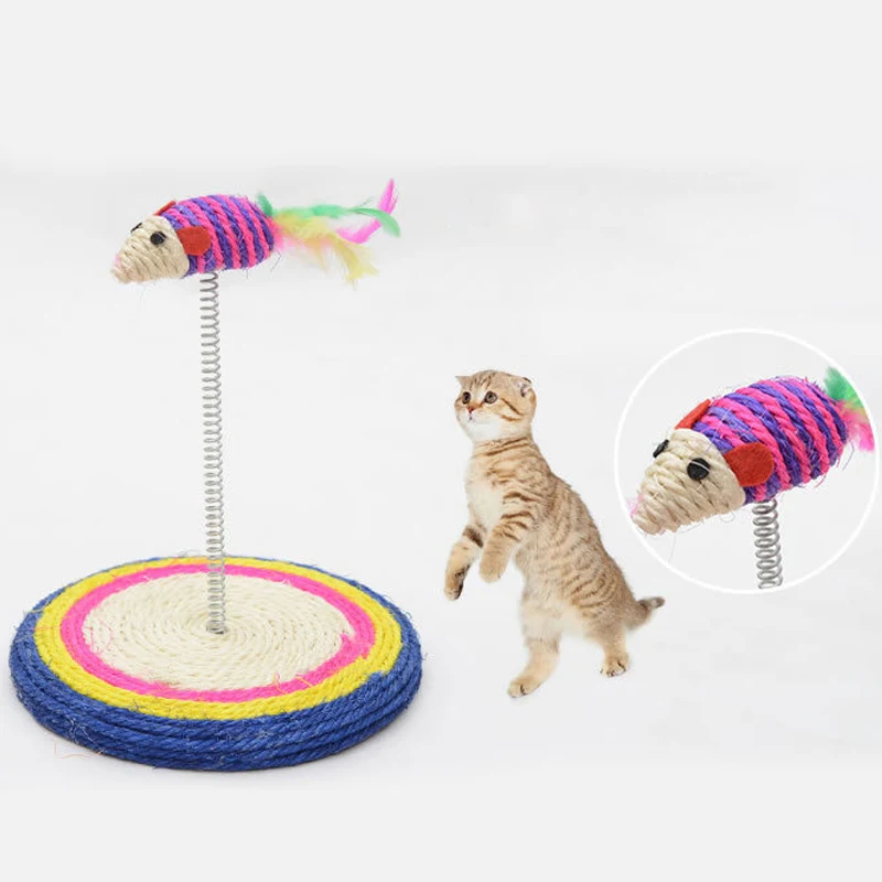 

Funny Pet Cat Toy Mouse Toys Cat Kitten Interactive Elastic Feather False Sisal Toy Cat Playing Scratcher Scratch Teaser