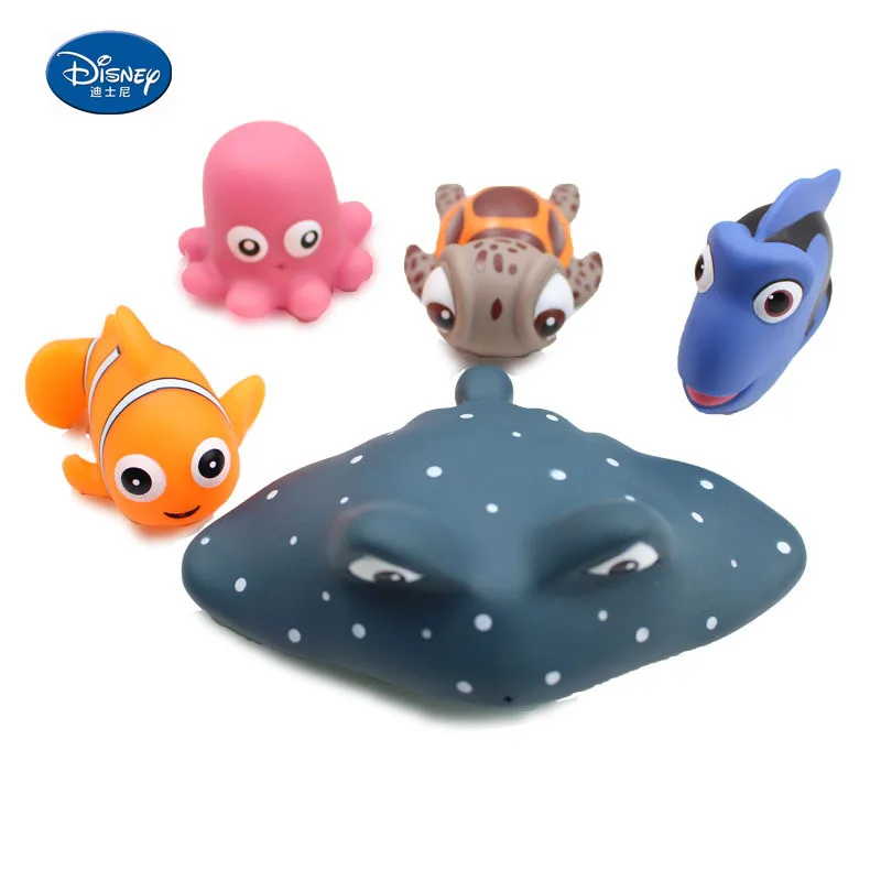 

Disney Seabed Story Water Toys Five Pack Cartoon Soft Water Spray Compression Squeeze Bathing Bathing Baby Toys Children Gifts