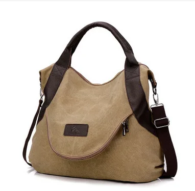 

2018 new brand large pocket casual handbag women's leather shoulder bag Messenger bag canvas bag large capacity fashion handbag