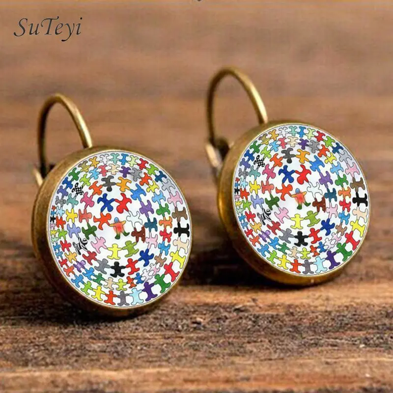 bronze SUTEYI талисманы и кристаллами; босоножки, серьги со шпилькой, для Для женщин Стекло Мандала серьги "Искусство" Буддизм медитации Серьги Brincos, можно носить с ювелирные изделия Bijoux Femme(украшения своими руками - Окраска металла: bronze