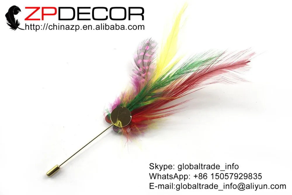 25_mixed color chicken feather brooch (6)