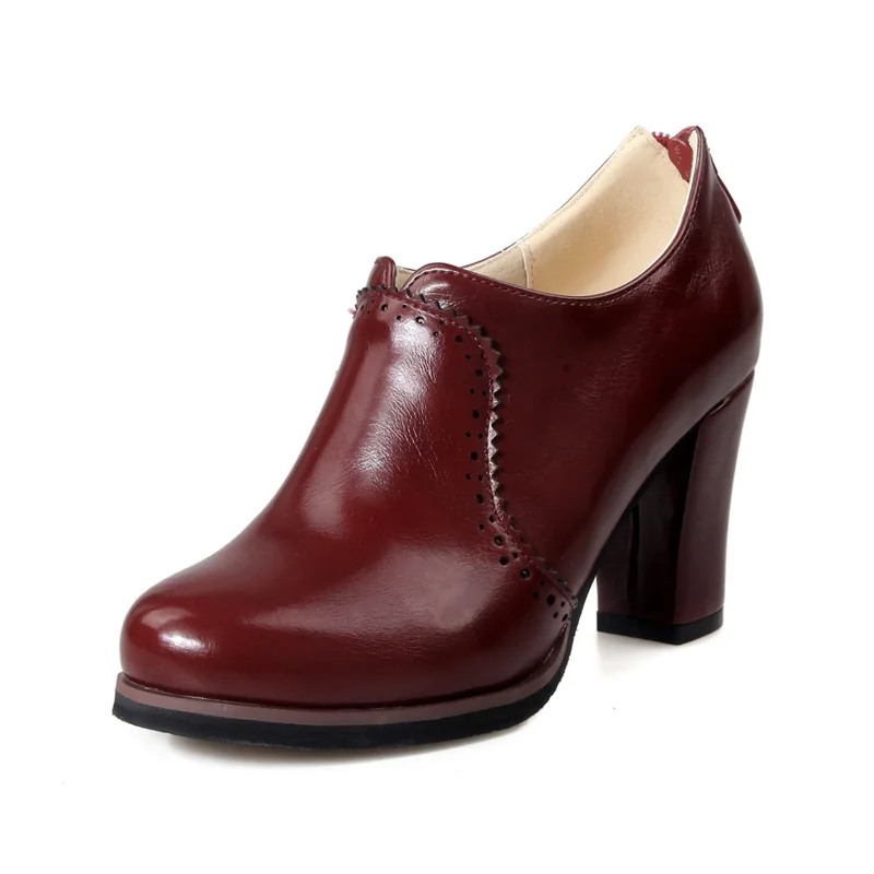 KARINLUNA/Большие размеры 32-48, женские туфли-лодочки модные вечерние туфли на высоком каблуке, свадебные туфли на платформе женские офисные туфли на молнии feetwear - Цвет: Красный